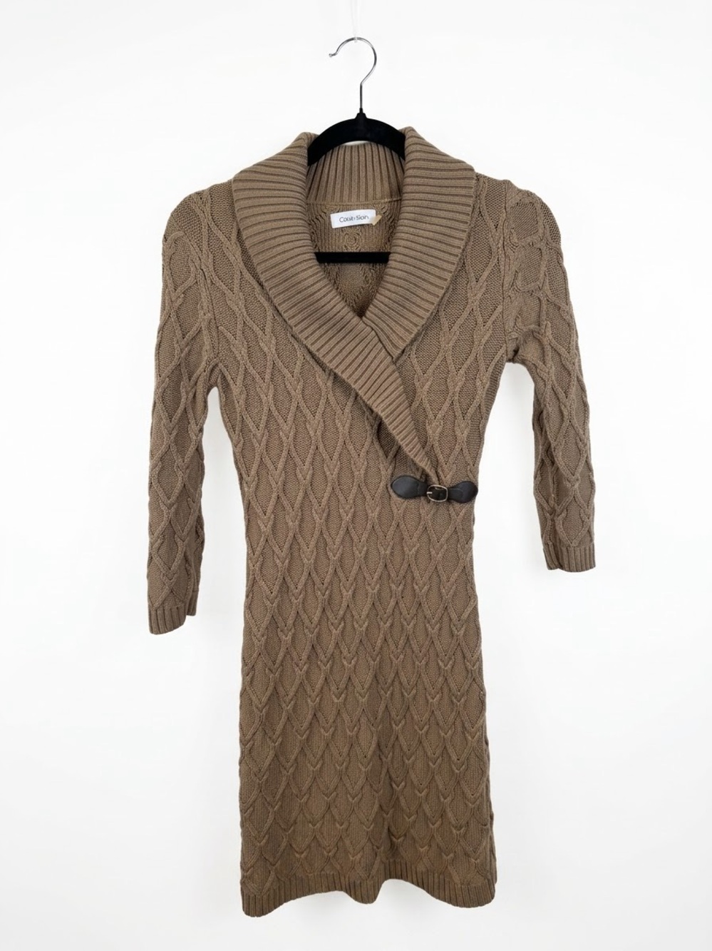 Calvin Klein Brown Cable-Knit Sweater Dress (Size Small)